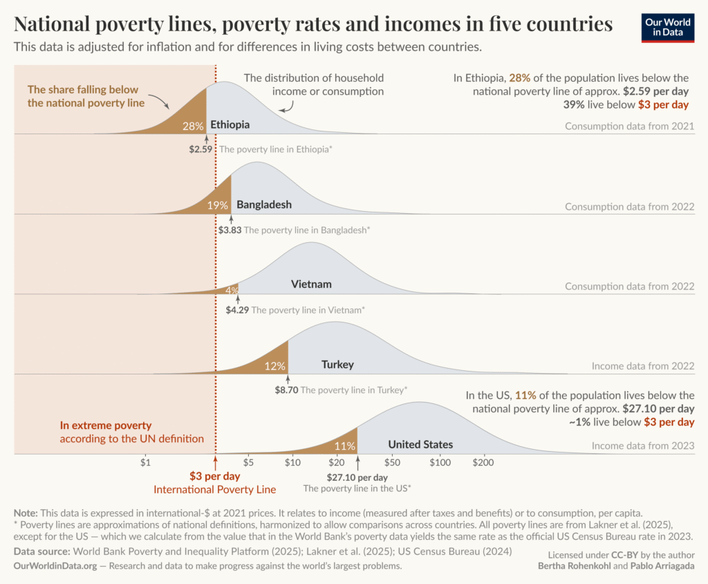 Poverty Lines in 5 Countries
